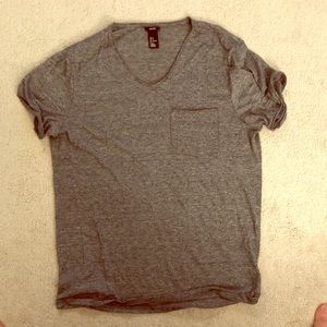 Grey, short sleeve v-neck